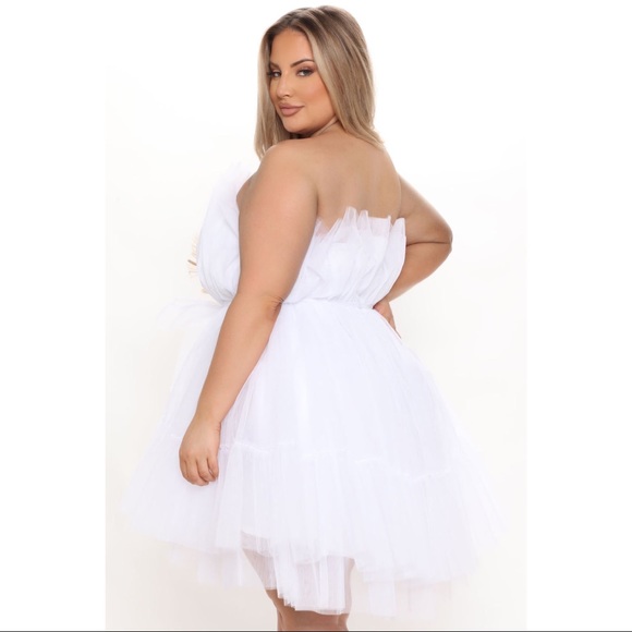 Exclusive Tulle Mini Dress in White - Picture 10 of 10